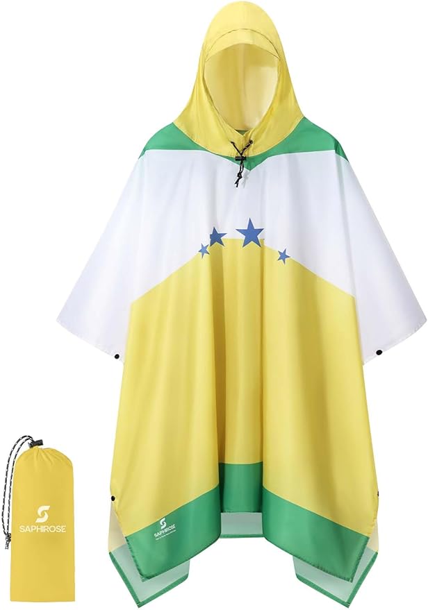 SaphiRose Hooded Rain Poncho Waterproof Raincoat Jacket for Men Women Adults