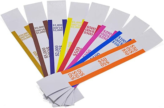 L LIKED Pack of 400 Money Band Bundles Self Sealing Currency Straps for Bill Wrappers (50 of Each - 400 Assorted)
