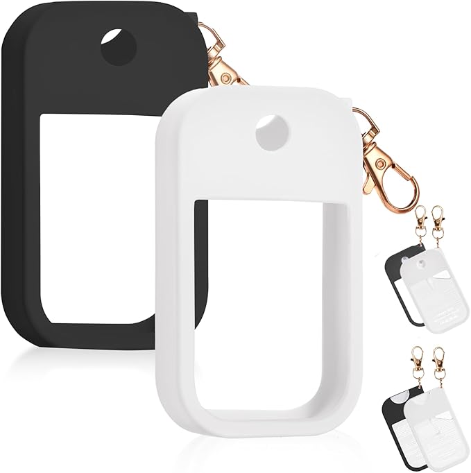 Silicone Case Compatible with Touchland Hand Sanitizer Spray, Protective Case for Spray 1FL. OZ (Black, White(2PCS))