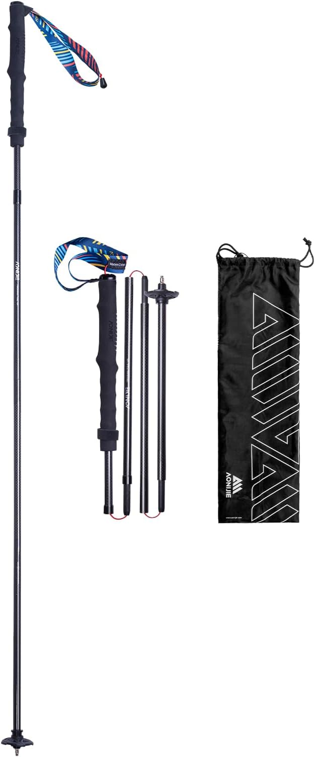 AONIJIE Carbon Fiber Trekking Poles - 2Pack Lightweight Collapsible Hiking/Walking Sticks for Outdoor Hiking Climbing, Backpacking and Trail Running