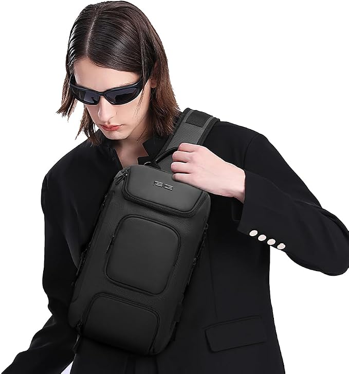 BANGE Sling Bag with USB Charging Port, Waterproof Crossbody Backpack, Lightweight Shoulder Bag Daypack for Travel Work Hiking