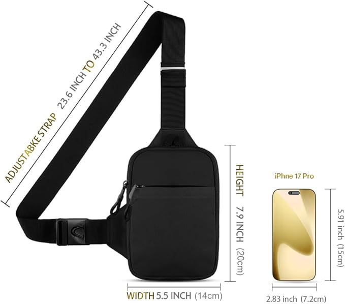 Simptech Mini Crossbody Sling Bag - Water-Resistant Dual Pocket Chest Pack - Lightweight Fanny Pack for Running, Travel & Everyday Workout