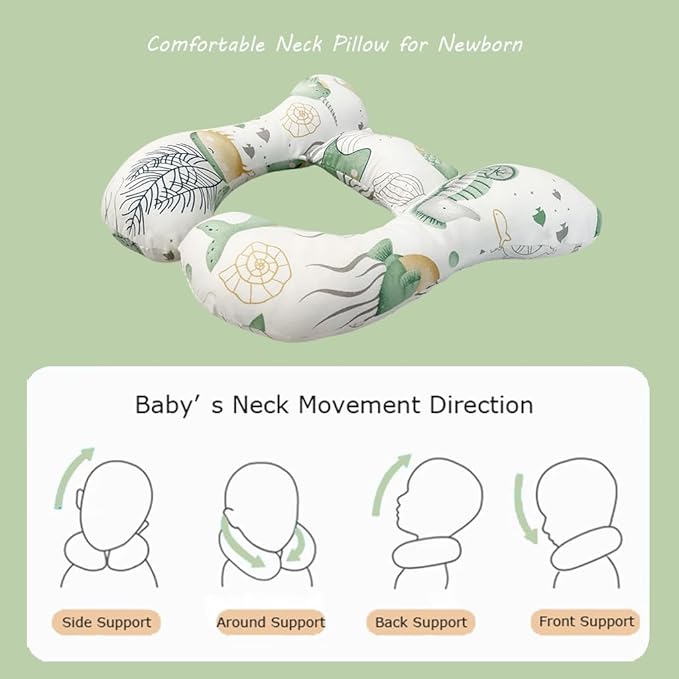 Baby Neck Pillows, Comfortable Baby Travel Head Neck Support Pillow for Car Seat Stroller Pushchair, Soft PP Cotton Travel Pillow for 0-2 Years Old Toddler Infant Newborn, Ocean