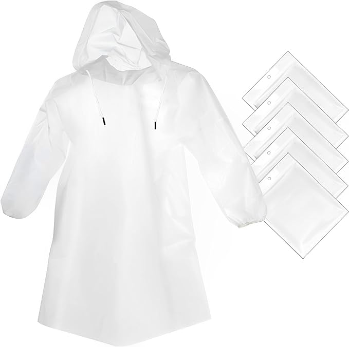 Cosowe Rain Ponchos Disposable for Adults Women, Clear Family Pack Raincoats with Hood Sleeves for Disney Travel