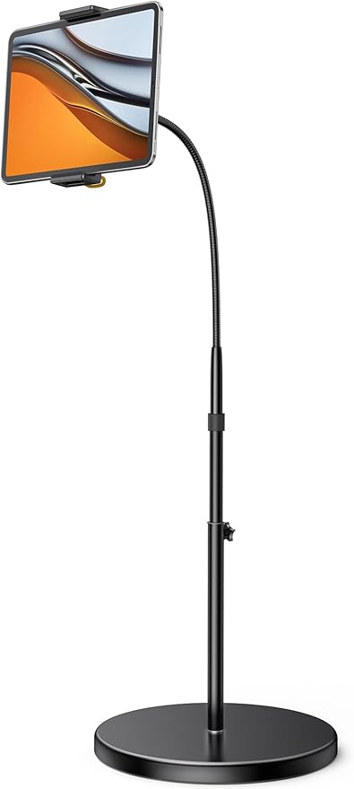 Lamicall Tablet Floor Stand Holder - Gooseneck Tablet Mount for Bed, 63" Adjustable Height & 10.6lb Stable Base, for Gifts: 4.7-13" Tablets, iPad Pro 13/9.7, Air, Mini, Galaxy Tab, Kindle, Phones