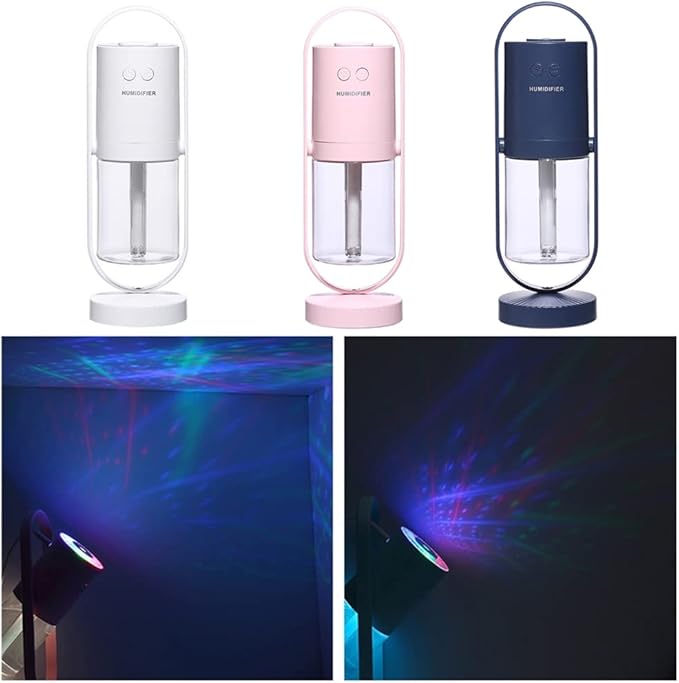 Cool Mist for Bedroom Home Car Plants Purifier Mini Humidifier, 360 Rotate Air Humidifier Aroma Diffuser with Night Light, Portable Small Cool Mist Humidifiers for Cars Travel - Pink