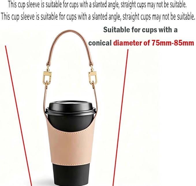 Coffee Cup Holder Tea Cup Protective Sleeve, Water Bottle Holder PU Leather Pouch, Outdoor Camping Shopping Travel cup Sling(Black)
