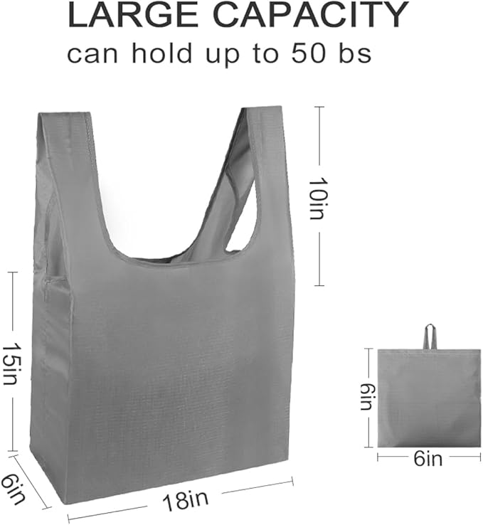 HOLYLUCK Reusable Grocery Bags,Heavy Duty Foldable Shopping Tote Bag (Extra Large, 3 Large Grey)