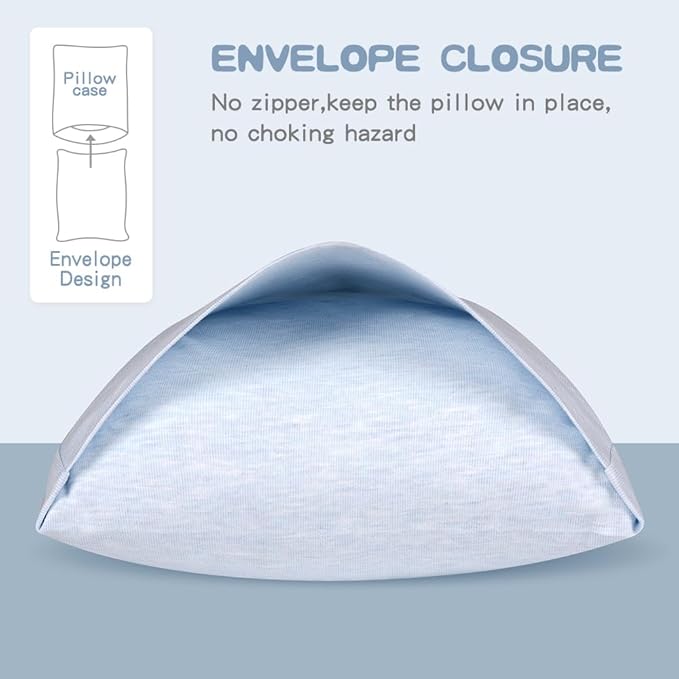 Zenssia Organic Cotton Toddler Pillowcase/Travel Pillowcase Pack of 2 Set 13x18 Inches with Envelope Closure - Soft & Breathable Baby Pillow Case Cover Solid Blue