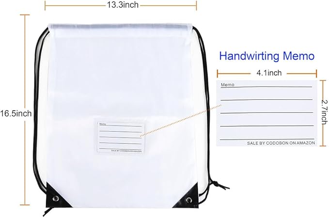 20 Pcs Drawstring Bags,Bulk Draw String Backpack, DIY Gym Sports Cinch Bag Sackpack for Women Men, White