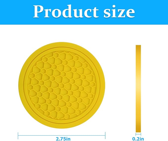Mandark 4PCS Car Cup Holder Coasters, 2.75 Inch Non-Slip Insert Water Bottle Holder Pads, Dustproof Automotive Interior Accessories Mat, Universal for Vehicles, Trucks, RVs and More (Yellow)