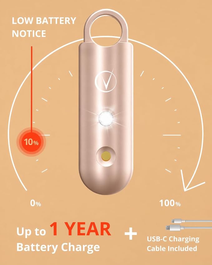 Vantamo Personal Alarm for Self Defense with Low Battery Notice, Strobe Light & Extra Loud 130 dB Double Speakers Safety Keychain Set for Women, Rechargeable Panic Button for Womens Self Defense