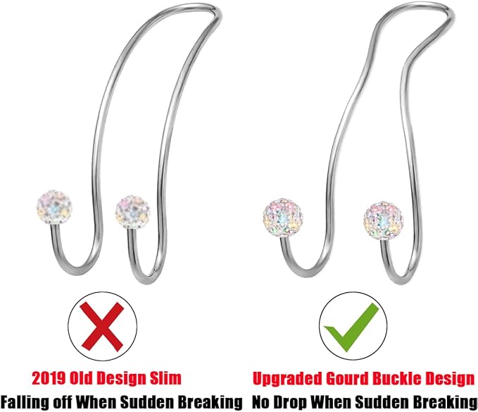 Bling Purse Hook for Car Headrest, Upgraded Cute Car Seat Hooks for Bag Handbag, Durable Stainless Auto Purse Hanger Holder 2 Pack, Colorful
