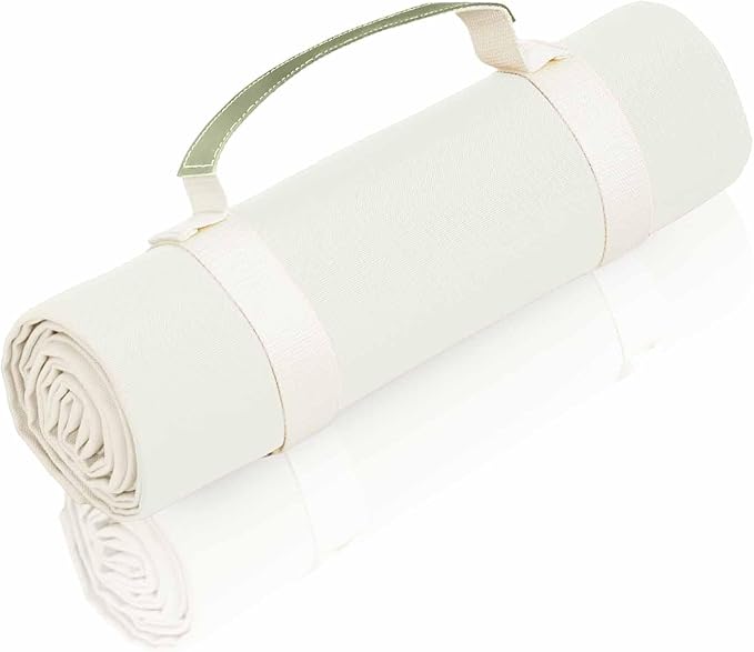White Picnic Blanket & Beach Mat – Canvas, Machine Washable, Large 4’9” × 6’3”