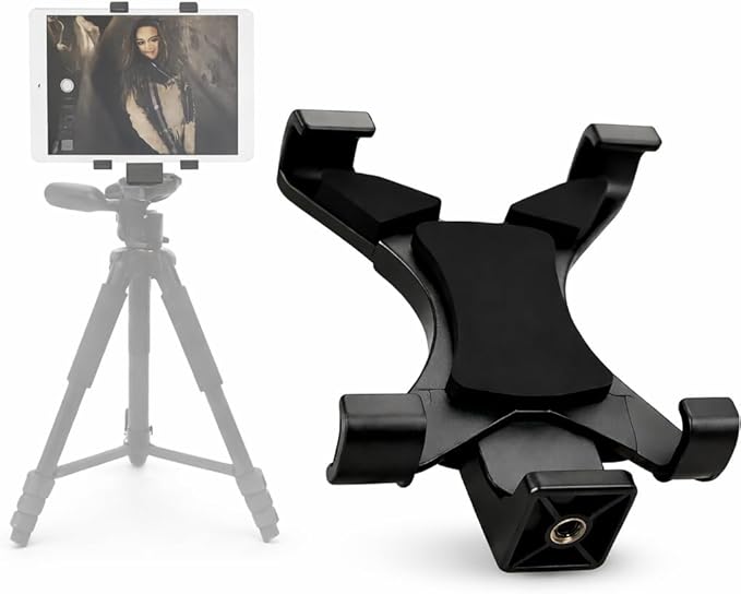 Acuvar Universal Tablet Tripod Mount Holder, Adjustable Stand Adapter for iPad, Samsung Galaxy Tab & Surface, Fits 8–11 Inch Tablets (Vertical & Horizontal), Compatible with Tripods & Monopods