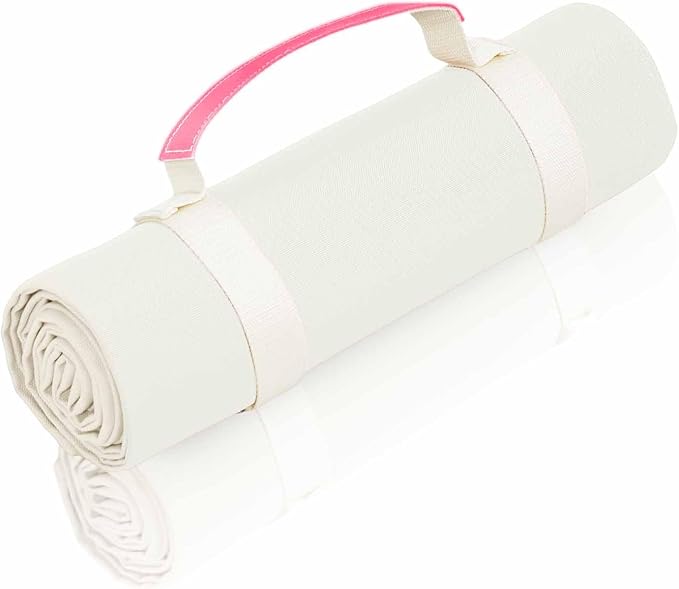 White Picnic Blanket & Beach Mat – Canvas, Machine Washable, Large 4’9” × 6’3”