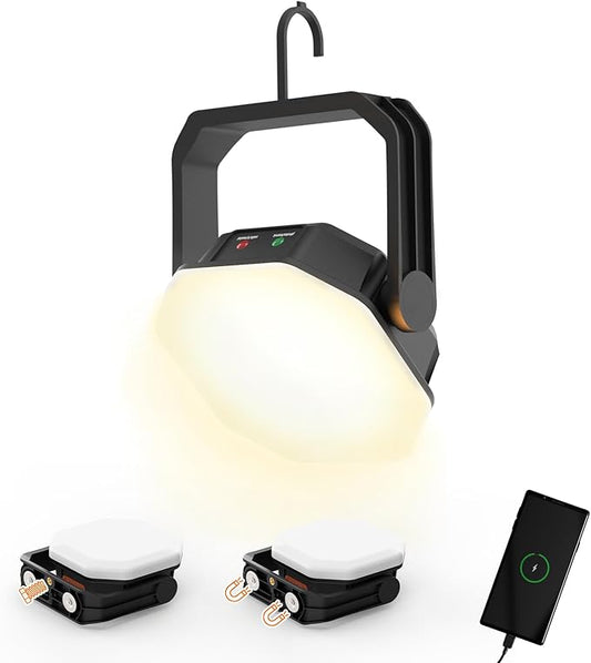 4000LM Rechargeable Hanging Camping Lantern with Magnet and 1/4"-20 UNC Threaded Mount, 3 Light Modes, 30W Portable Tent Light, IP65 Waterproof LED Flashlight for Fishing, the Man Cave, RV, Emergency