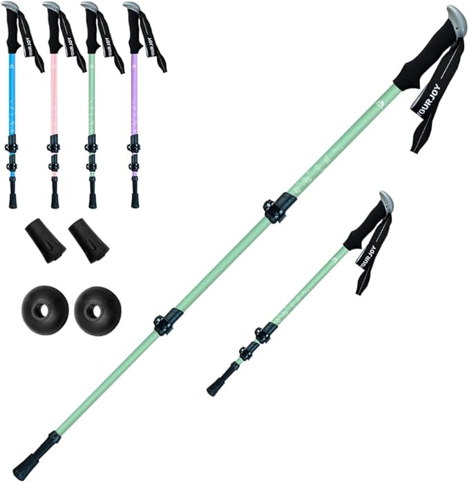 Hiking Trekking Poles for Kids, 2 Pack Anti Shock, Adjustable, Collapsible Hiking Poles for Trekking or Walking, Lightweight Aluminum Sticks