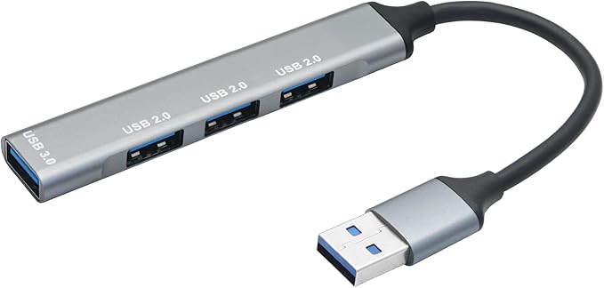 4 Port USB Hub with 3inch Cable, Multi Port USB Extender Adapter,1 USB 3.0/3 USB 2.0 Port, for Laptop, PC, Flash Drives, Mobile HDD and More USB