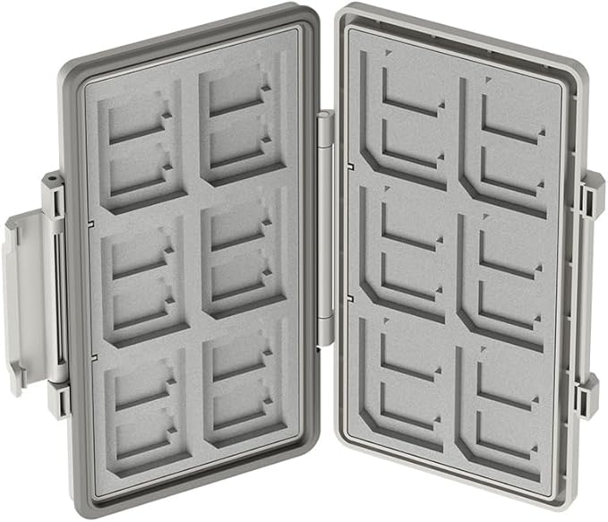 Grey 36 Slots Memory Card Case Water-Resistant Anti-Shock Memory Card Wallet for 24 Micro SD SDXC SDHC TF Cards and 12 SD SDXC SDHC Cards