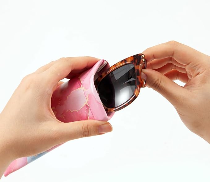 TRIUMPH VISION Squeeze Leather Sunglasses Pouch - 3 Pack Glasses Case Soft Eyeglass Sleeve Pouch Holder