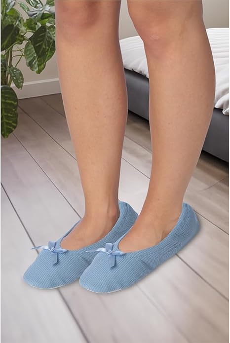 Women's Terry Classic Cotton & Velour Ballerina Slippers (Pack of 2)
