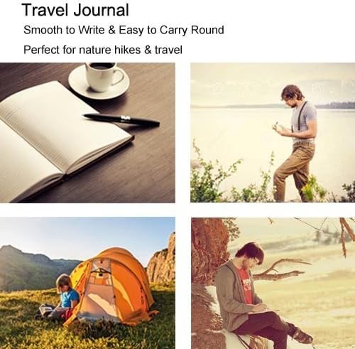 ai-natebok Travel Journal Notebook Vintage Retro Handmade Leather Lined Journal Refillable Note Book for Taking Notes, 4.72 X 7.87inch (White Coffee)