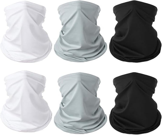 6 Pieces Summer Face Cover Scarf Mens Neck Gaiter For Men Women UV Protection Face Breathable Sun Protection Cycling Running