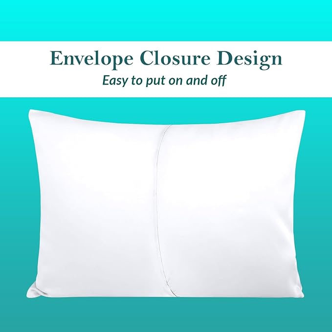 Travel Pillow Case 14x20 Size Set of 2 Envelope Closure Toddler Pillowcase 600 Thread Count 100% Egyptian Cotton Soft & Skin Friendly Travel Pillow Covers 14 x 20, White Solid