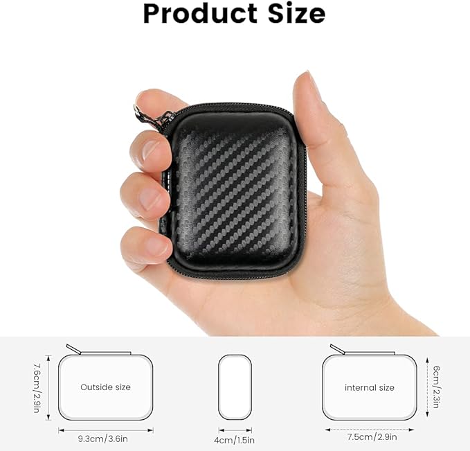 Earbud Case Holder Earphone Case Hard EVA Headphone Storage Bag Small Zipper Pouch Compatible with Wired Earbuds, JBL Vibe Beam, Tune 230NC TWS, TAGRY X08, Btootos A90 Pro, in Ear Monitor -with Clip