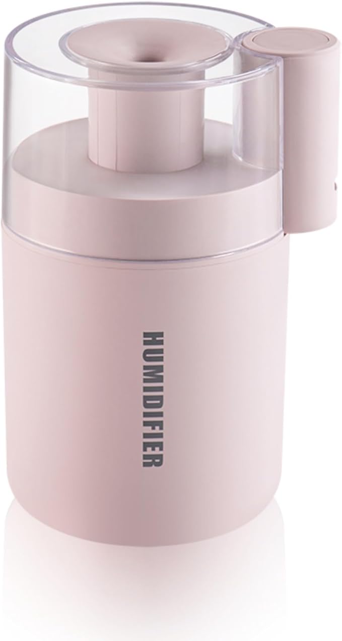 Portable Mini Humidifier, 180ml USB Small Humidifier for Bedroom, Car, Office Desk, Travel & Indoor Plants, 2 Mist Modes, Super Quiet (B-Pink)