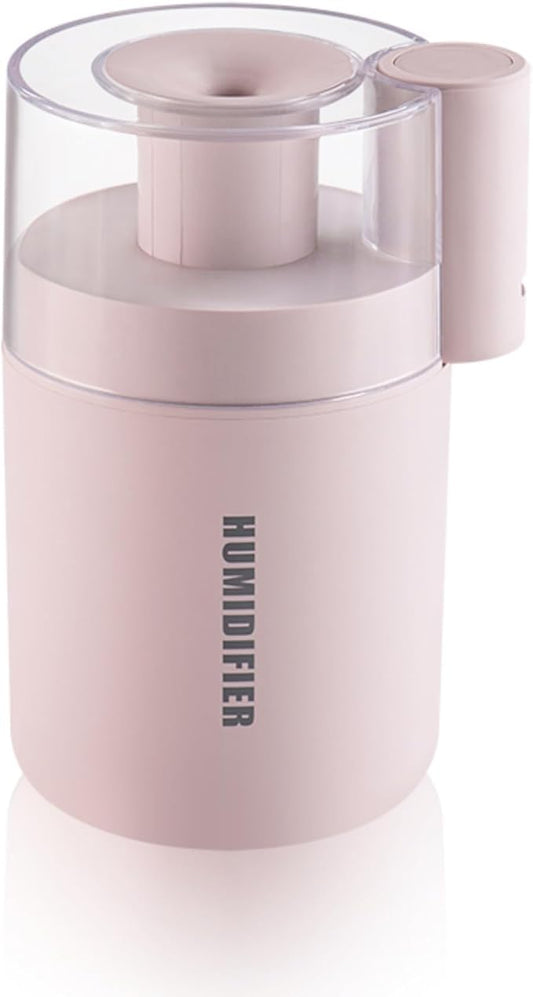 Portable Mini Humidifier, 180ml USB Small Humidifier for Bedroom, Car, Office Desk, Travel & Indoor Plants, 2 Mist Modes, Super Quiet (B-Pink)