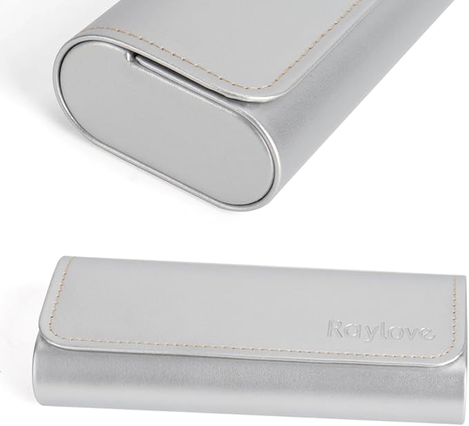 RayLove Hard Shell Glasses Case, Lightweight Leather Eyeglass Case, Travel-Friendly Sunglasses Protector for Men & Women