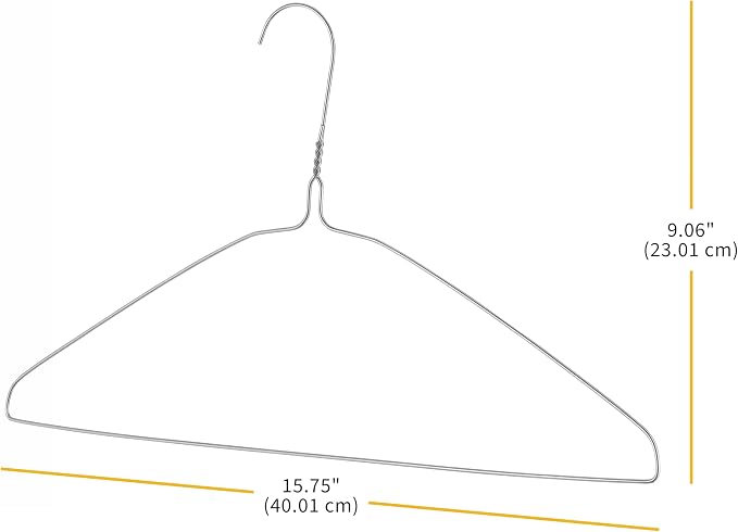 Whitmor Metal Wire Clothes Hangers 16inch, Durable Clothes, Garment & Coat Hangers, Slim Space-Saving 20 Pack, Silver
