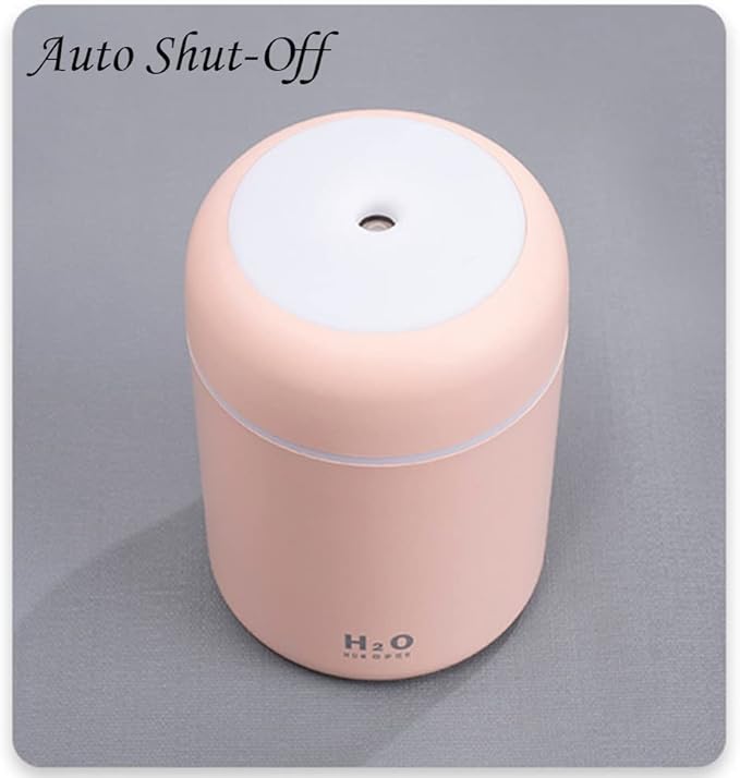 Portable Mini Humidifier, 300ml with Colorful LED Night Light, USB Personal Desktop Humidifier for Car Office Home Travel, Auto Shut-Off, 2 Mist Modes, Super Quiet(pink)