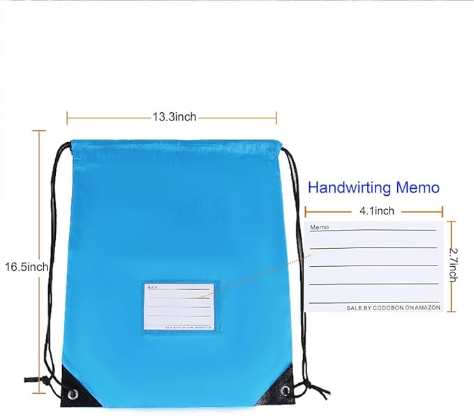 CODOBON 40 Pcs Drawstring Bags,Bulk Draw String Backpack, DIY Gym Sports Cinch Bag Sackpack for Women Men, Sky Blue