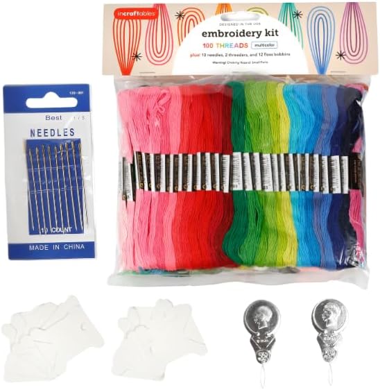 Incraftables Embroidery Thread for Bracelets 100pcs. Embroidery Kit for Friendship Bracelets String Making. Embroidery Floss Kit w/Needles, Threaders & Yarn Tools. Best Cross Stitch Rainbow Skeins