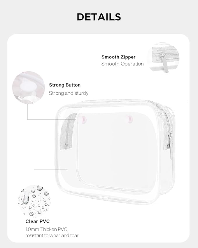 4 Pack Clear Bogg Beach Makup Bag Accessories with 3 Pack Insert Hooks for Bogg Bags, Clear Bogg Makeup Pouches Phone Holder for Bogg Bags Divider Storage Inner Compatible Pouch Travel Cosmetic Bag
