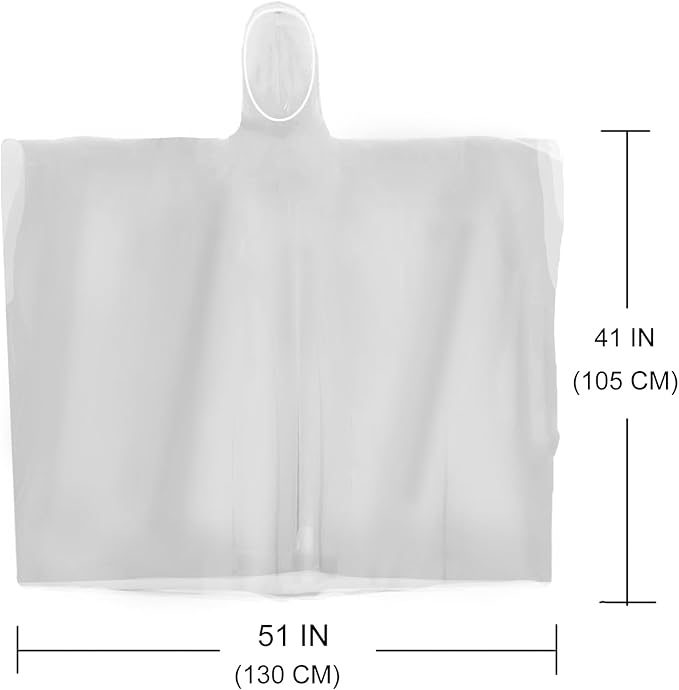Rain Ponchos for Adults, （10 Pack）with Hood Emergency Rain Ponchos Family Pack,Fit Men and Women, Perfect for Disneyland,Clear