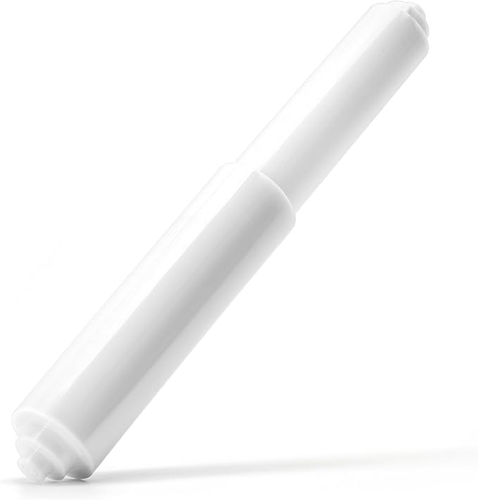 Qualihome White Universal Plastic Spring Loaded Toilet Paper Roll Holder Replacement Rod, White Toilet Paper Roll Replacement Rod