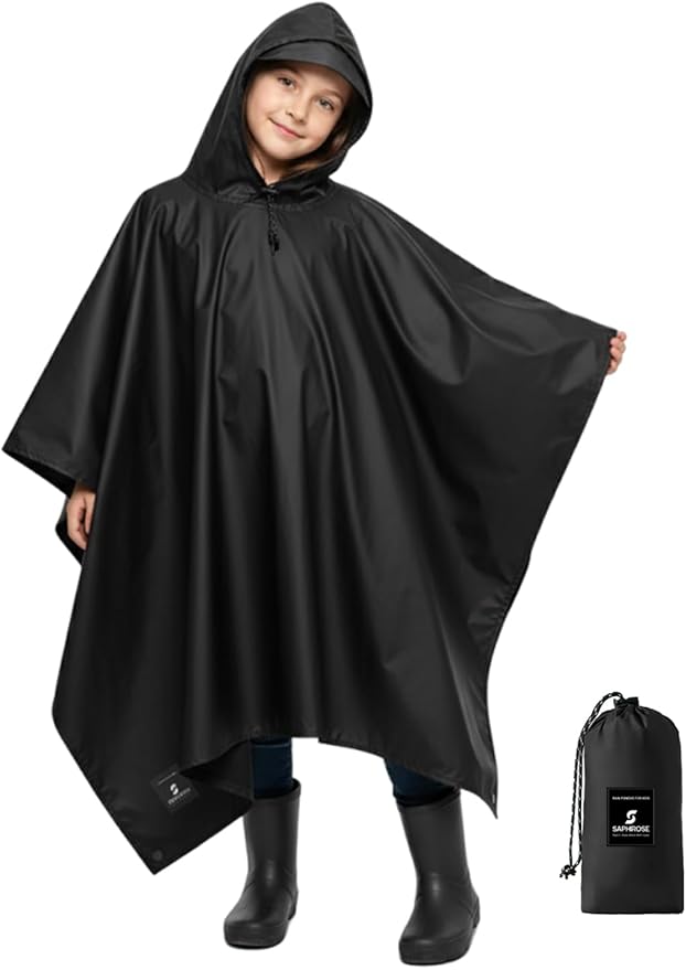 SaphiRose Hooded Rain Poncho Waterproof Raincoat Jacket for Men Women Adults