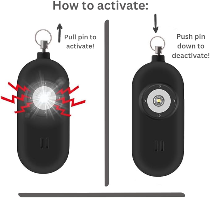 Rechargeable Personal Safety Alarm for Women. 130dB Siren. Ear-Piercingly Loud w/ Flashing LED Strobe Light Siren Keychain