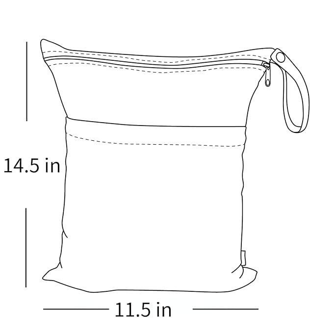 ALVA ALVABABY 3pcs Cloth Diaper Wet Dry Bags Waterproof Reusable with Two Zippered Pockets Travel Beach Pool Daycare Soiled Baby Items Yoga Gym Bag for Swimsuits or Wet Clothes 3L-ZM12