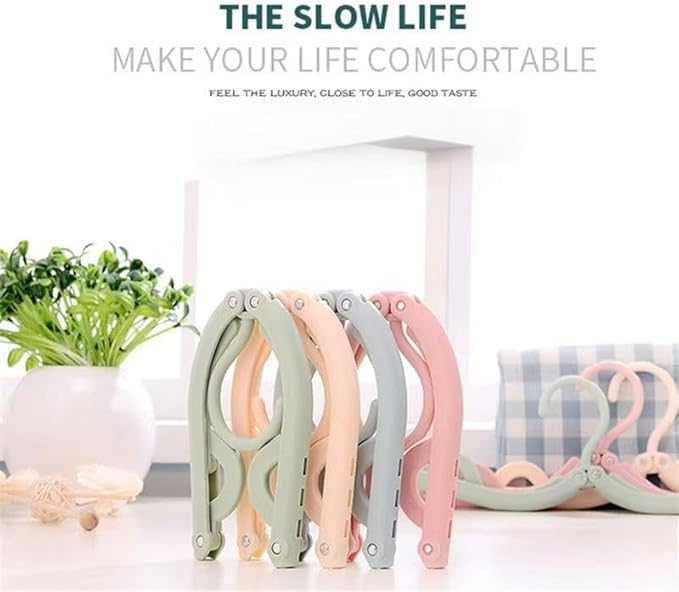 12 PCS Foldable Travel Hangers - Portable Plastic Hanger Set | 5 Colours Available Space-Saving Design | Suitable for Hotels, Camping, Holidays, Cruises | Includes Portable Clothesline