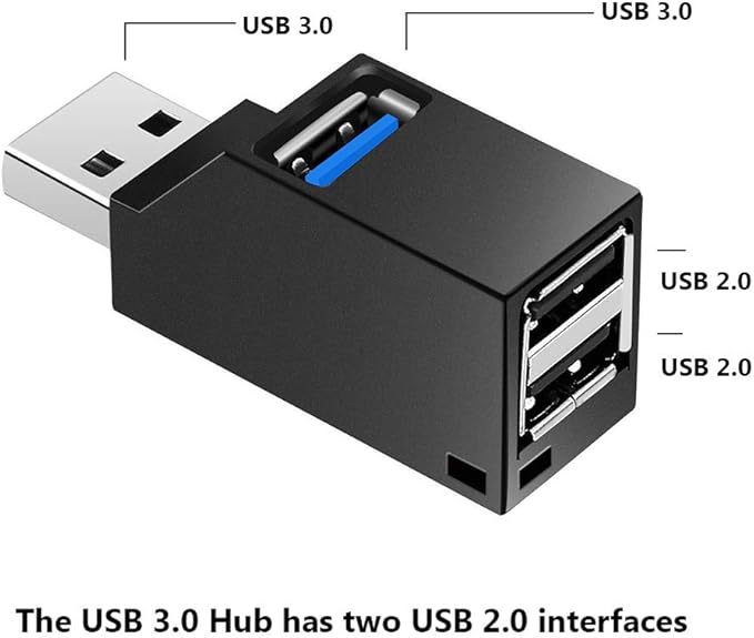 USB Hub,High Speed Mini USB 3.0 USB 2.0 HUB 3 Port Splitter (2 USB 2.0 zUSB 3.0) Distribution Adapter for PC Laptop MacBook Notebook USB Flash Drives