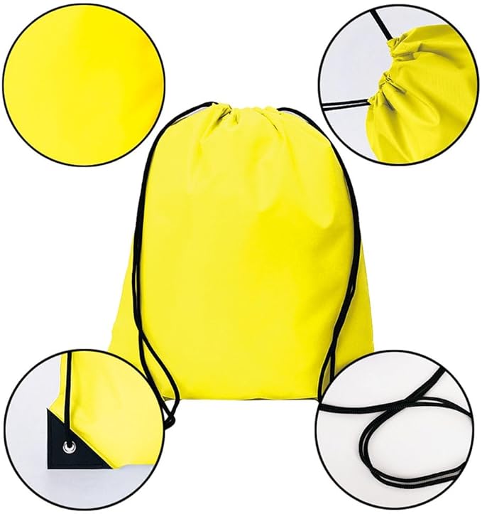 CODOBON 40 Pcs Drawstring Backpack Bulk Draw String Bags Cinch Polyester Bag for Gym Sport, Yellow