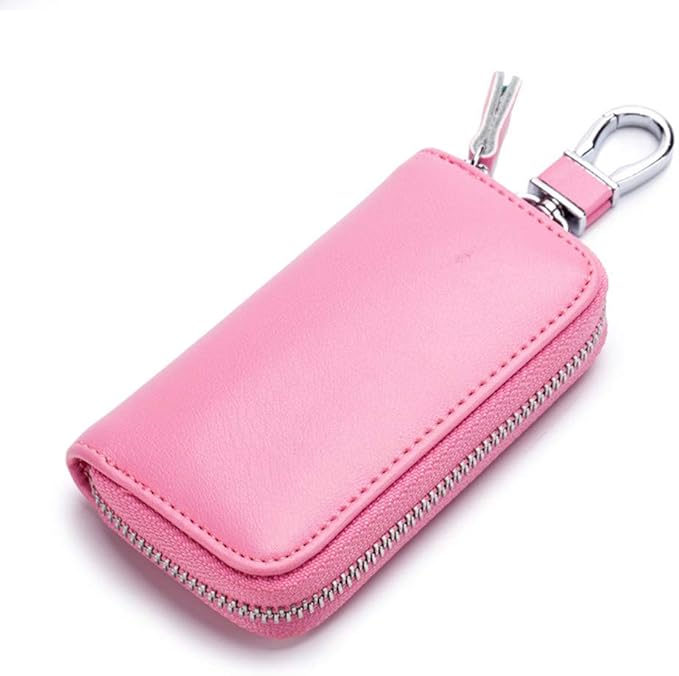 Genuine Leather Key Holder Bag with 2 Card Slot & 6 Hooks & 1 Access Card,Key Case Car Key Holder Wallet for Men Women