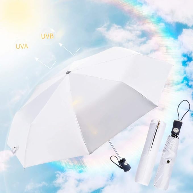 DBA FDJASGY Sun Umbrella Compact Folding Travel Umbrella Auto Open and Close for Windproof, Rainproof & 99.9% UV Protection Parasol with Black Anti-UV Coating