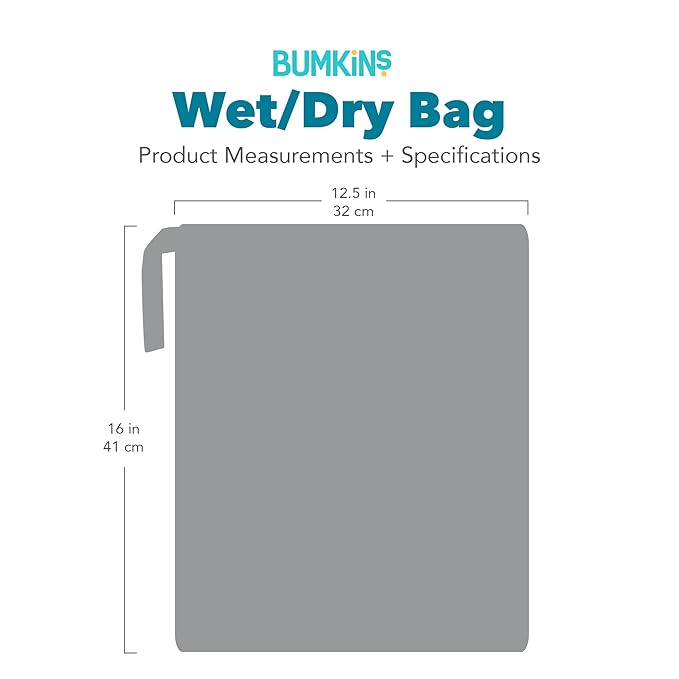Bumkins Waterproof Wet Dry Bag for Baby, Travel, Swim Suit, Cloth Diapers, Pump Parts, Pool, Beach, Gym Clothes, Toiletry, Hook to Stroller, Daycare, Zipper Reusable Wetdry Packing Pouch, Yoga Pals