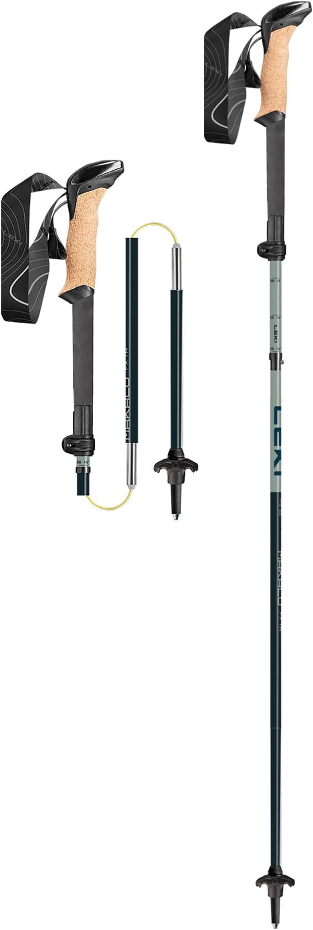 LEKI Makalu Cork FX TA Trekking Poles - Foldable Collapsible Aluminum Lightweight Walking Poles for Mountain Hiking
